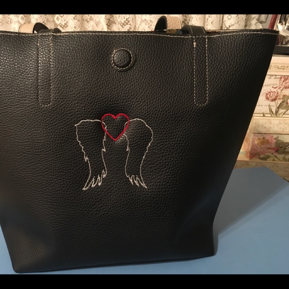 NWOT Black Purse/Tote Angel Wings Design